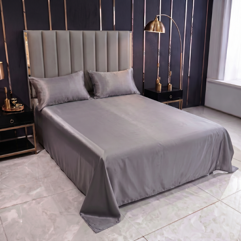 Deluxe Satin Kit with Elastic Sheet and Double Pillowcases
