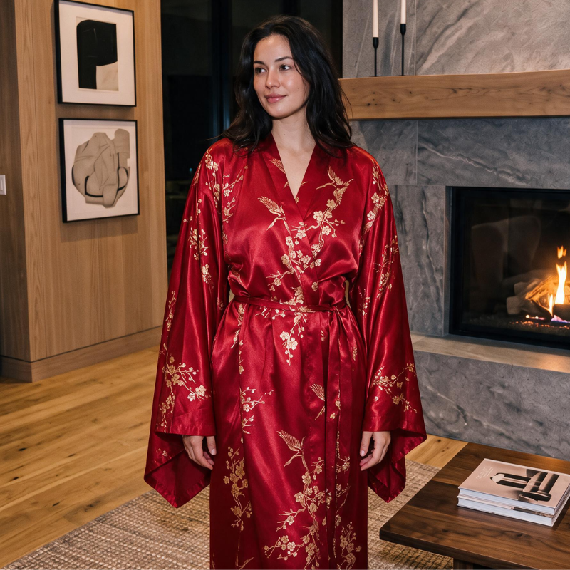 Robe en soie à imprimé floral avec ceinture 