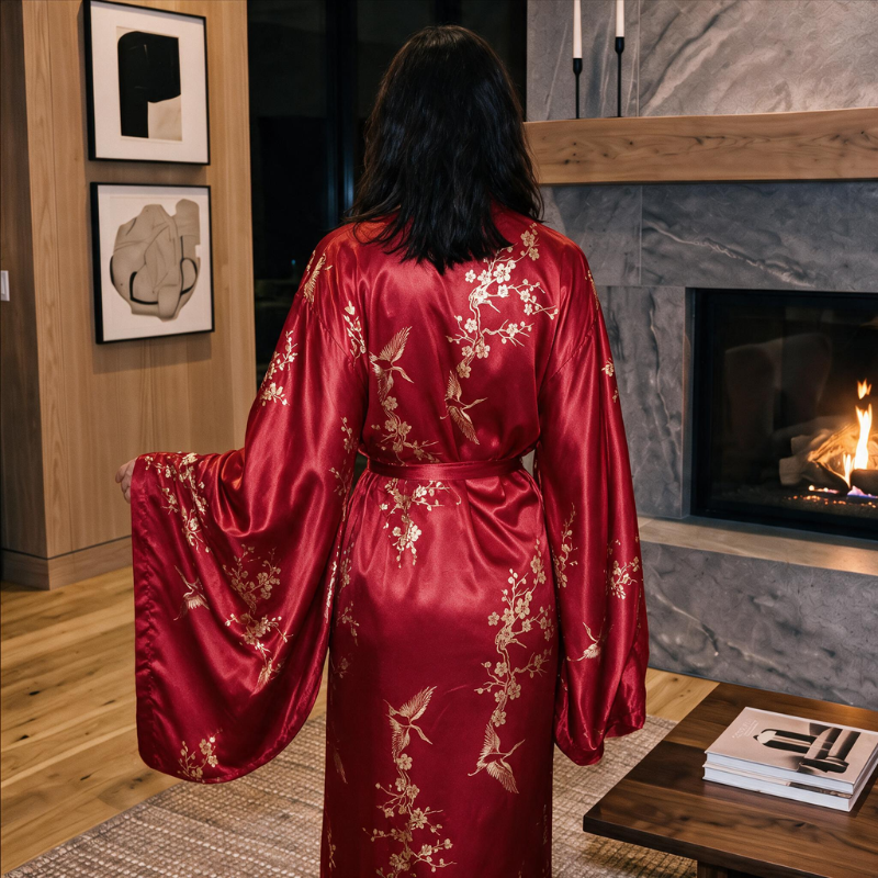 Robe en soie à imprimé floral avec ceinture 