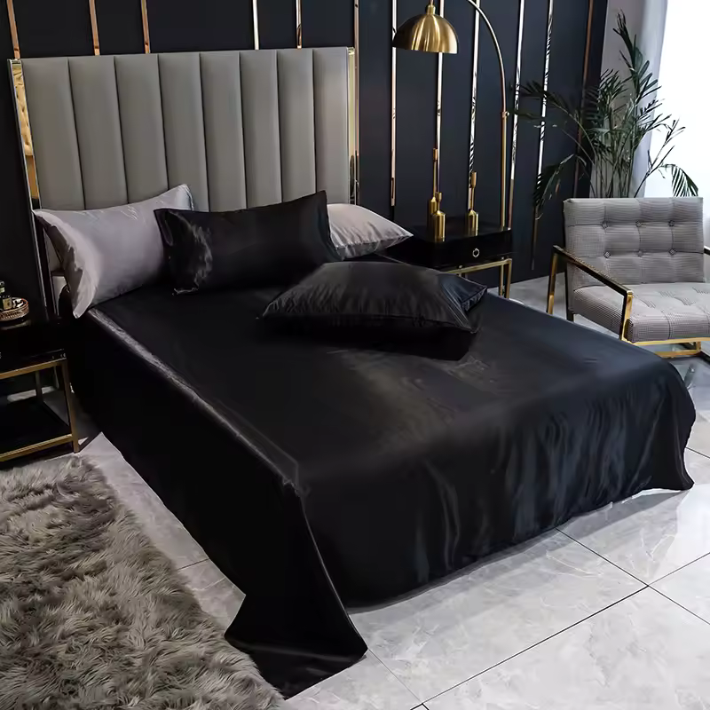Deluxe Satin Kit with Elastic Sheet and Double Pillowcases