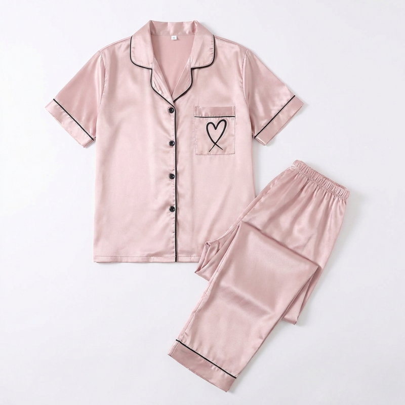 Silk Pajama Set Full Sleeve Relax Set