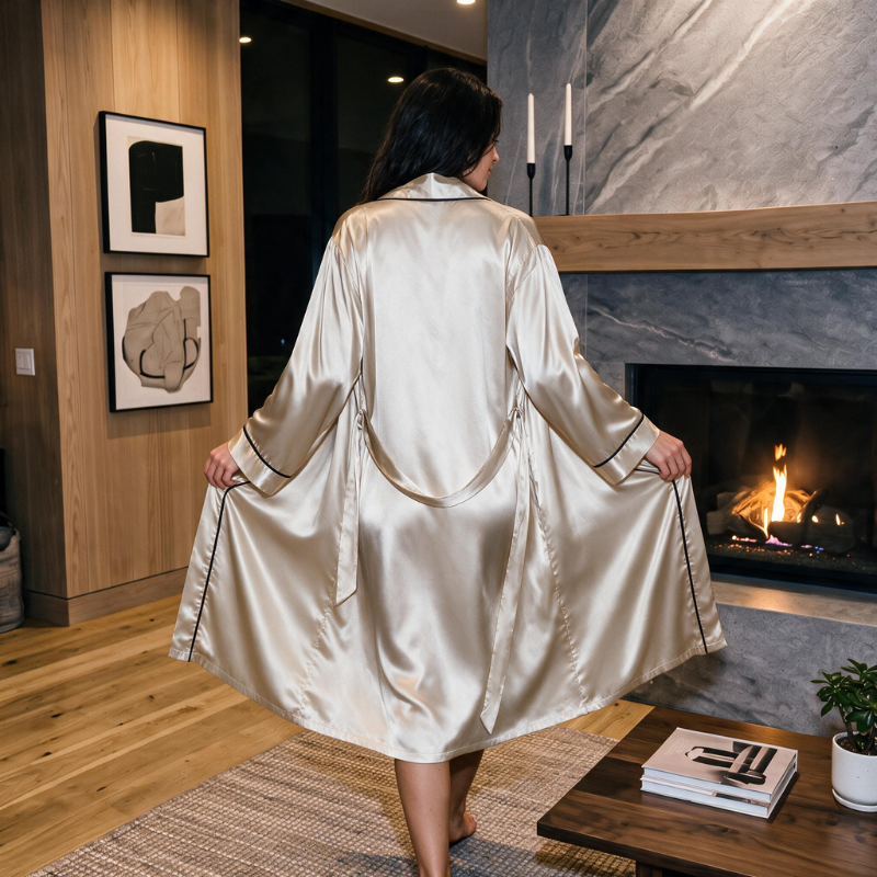 Robe portefeuille en soie coupe décontractée