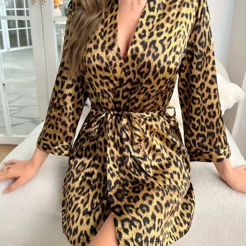 Silk Robe Wild Print Glam Touch