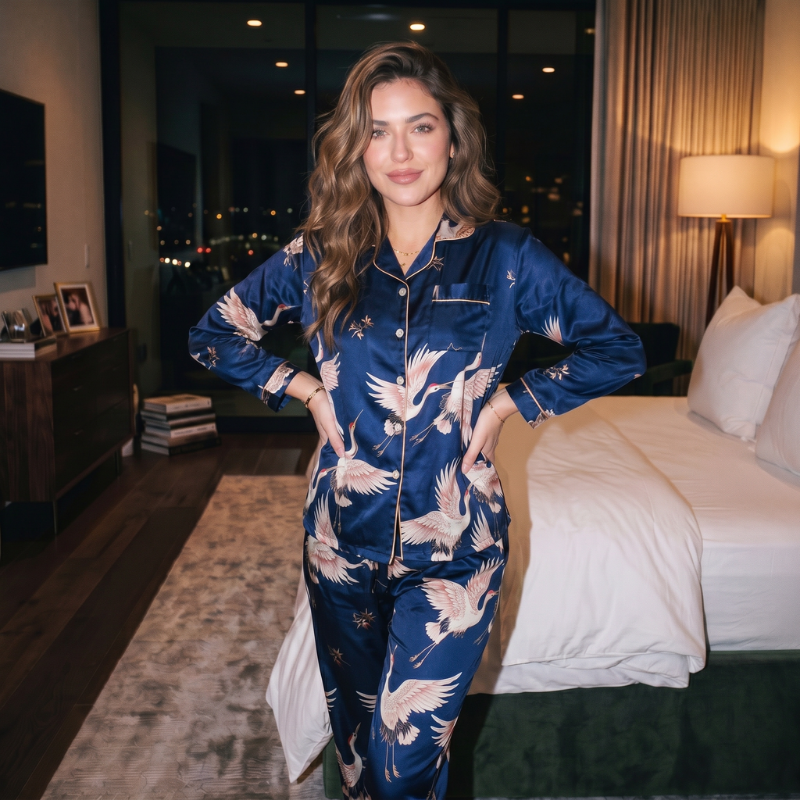 Camicia da notte in seta con spacco laterale sensuale 