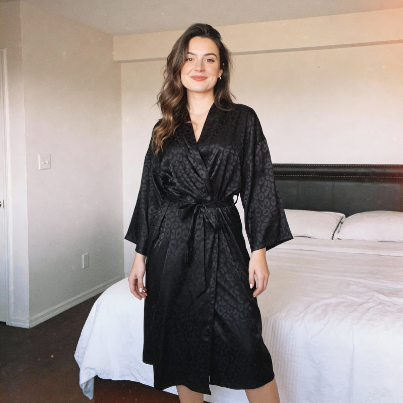 Silk Robe Full Sleeve Tie Waist