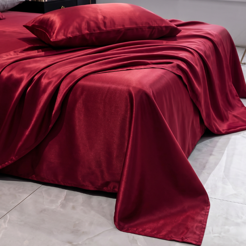 Deluxe Satin Kit with Elastic Sheet and Double Pillowcases