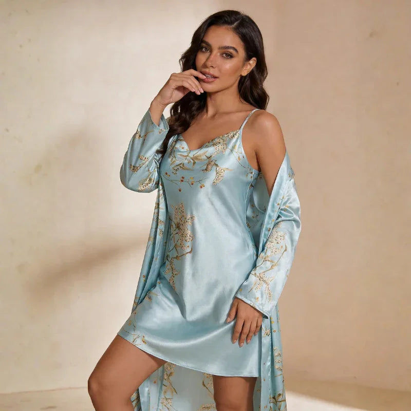 Camisón de seda Kimono Golden Whisper