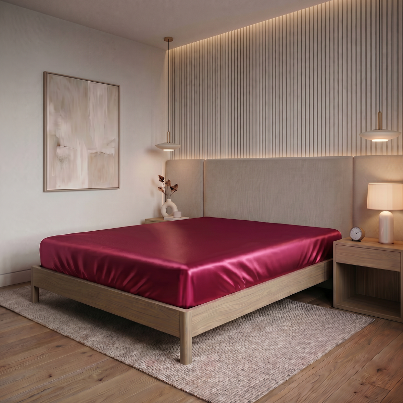 Fitted Satin Set with Smooth Surface and Tailored Look