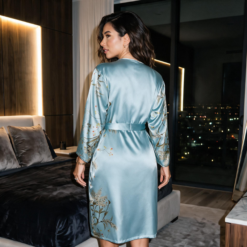 Chemise de nuit en soie Kimono Golden Whisper