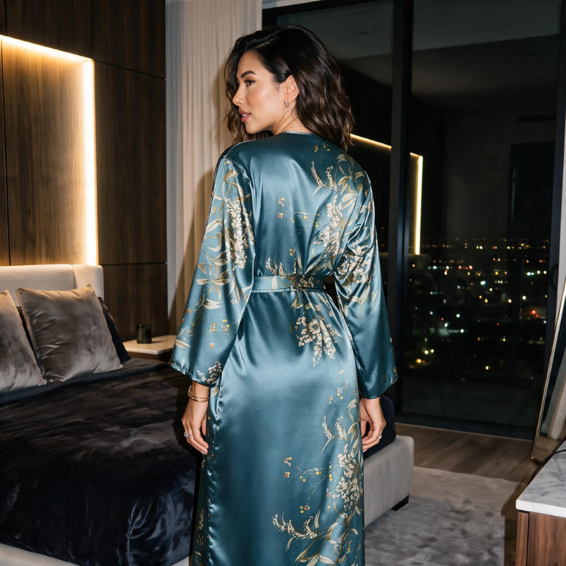 Chemise de nuit en soie Kimono Golden Whisper