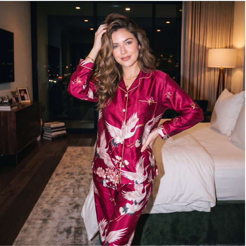 Camicia da notte in seta con spacco laterale sensuale 
