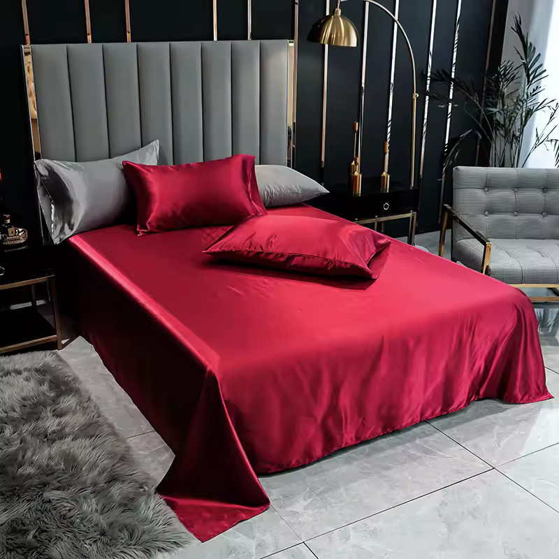 Deluxe Satin Kit with Elastic Sheet and Double Pillowcases