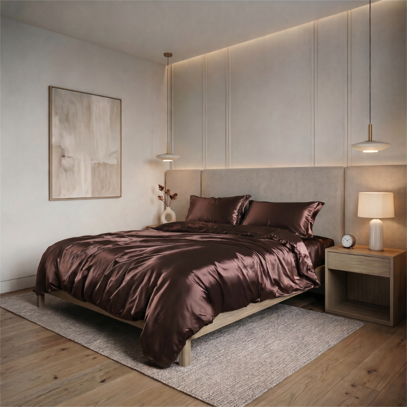 Ensemble King Satin avec drapé liquide et finition brillante 