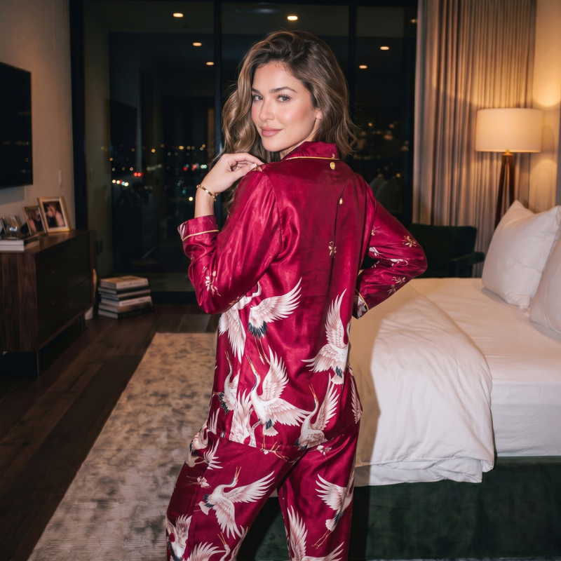 Camicia da notte in seta con spacco laterale sensuale 