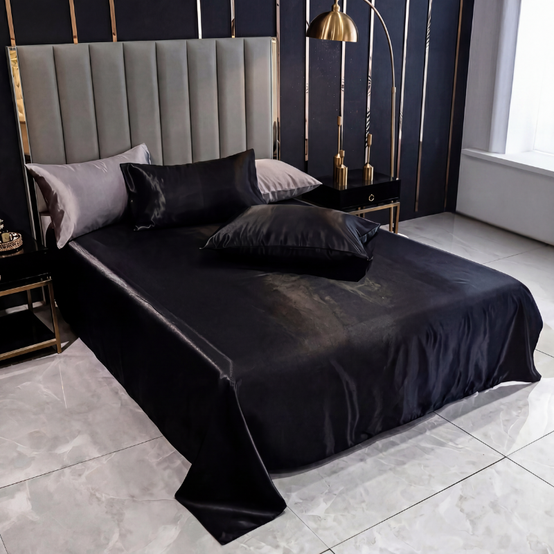 Deluxe Satin Kit with Elastic Sheet and Double Pillowcases