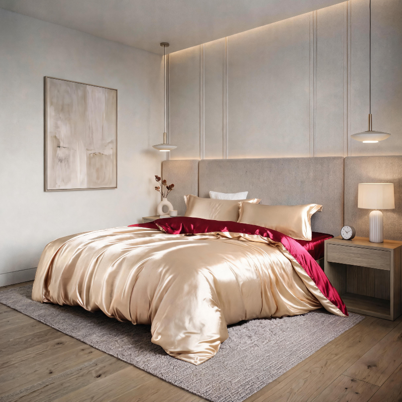 Ensemble King Satin avec drapé liquide et finition brillante 