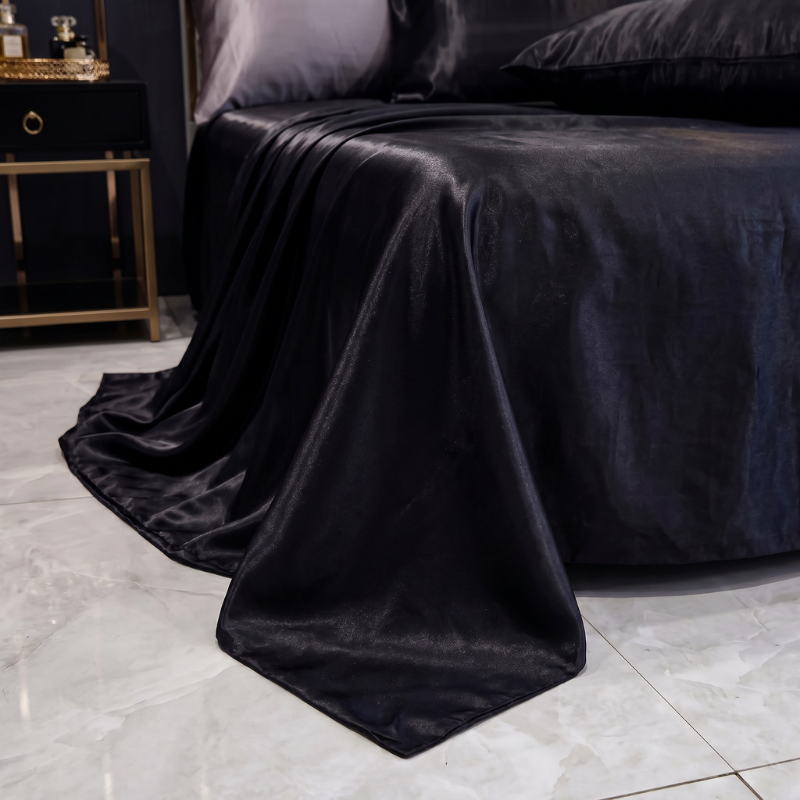 Deluxe Satin Kit with Elastic Sheet and Double Pillowcases
