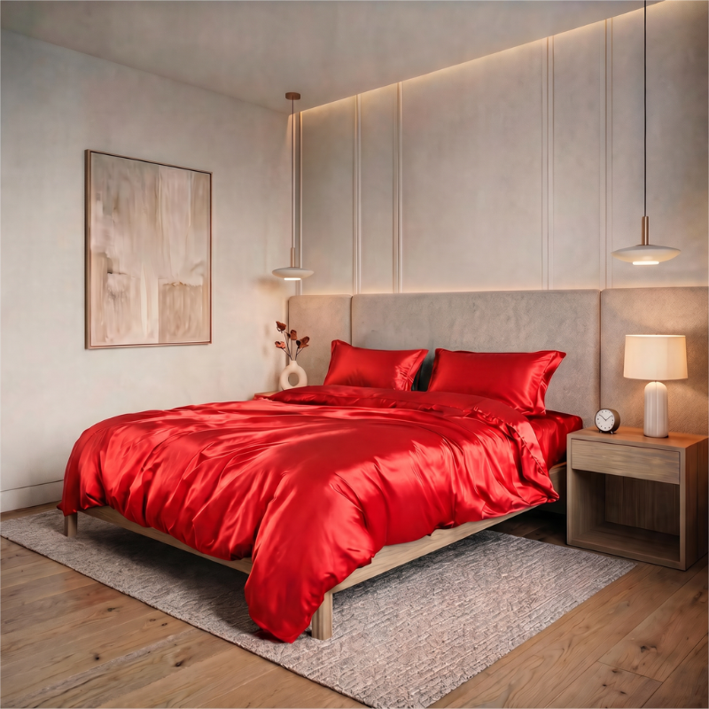 Ensemble King Satin avec drapé liquide et finition brillante 