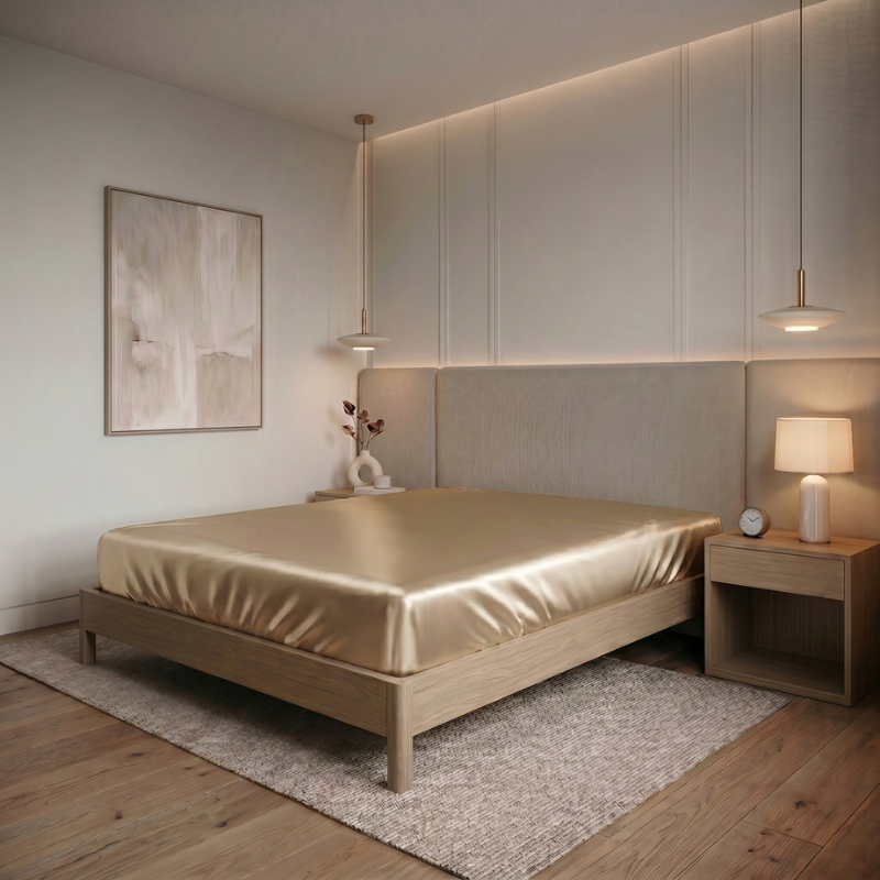 Fitted Satin Set with Smooth Surface and Tailored Look
