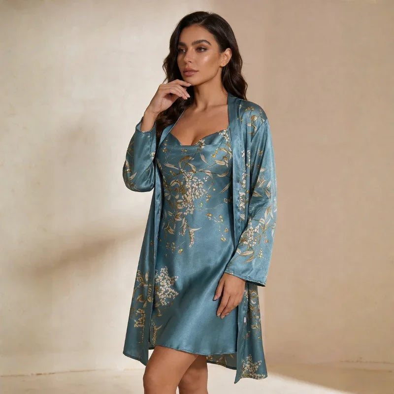 Camisón de seda Kimono Golden Whisper