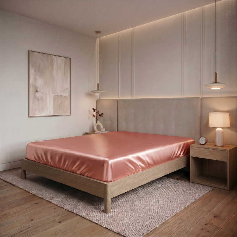 Fitted Satin Set with Smooth Surface and Tailored Look