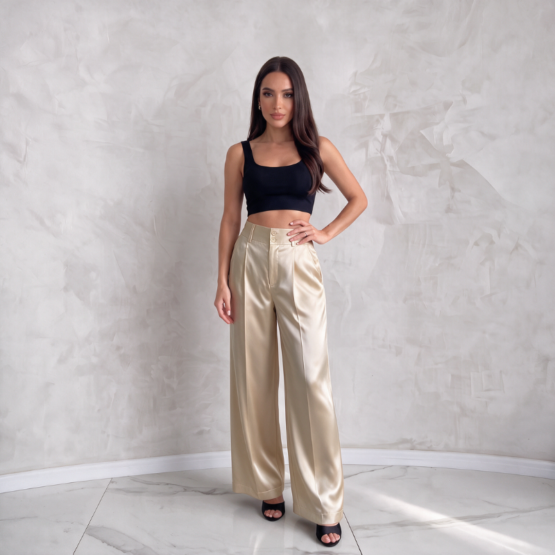 Silky Wide-Leg Pants