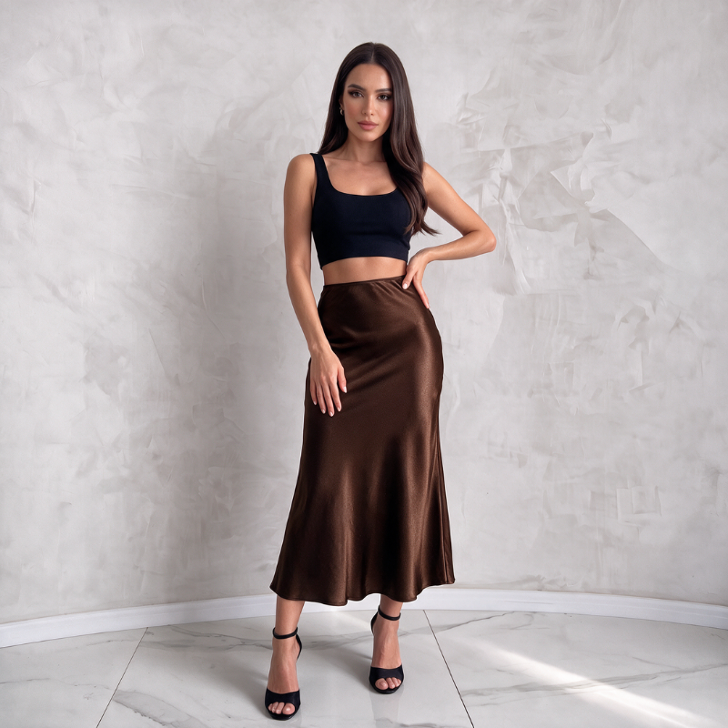 Silky High-Waist Skirt