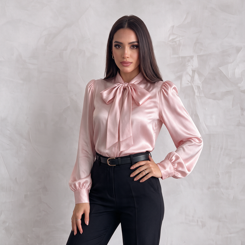 Silky Bow Collar Blouse