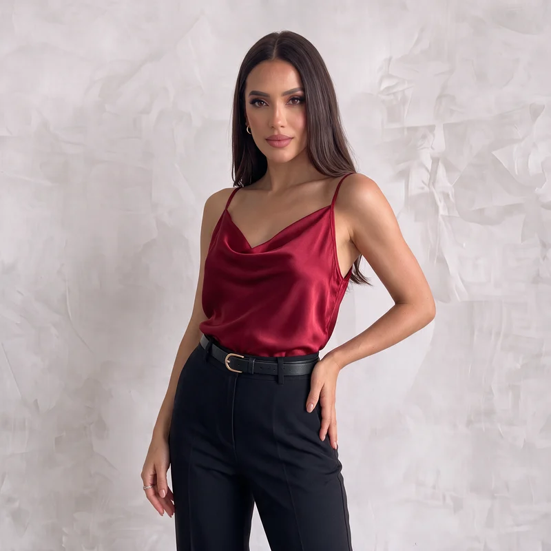 Silky Cowl Neck Camisole Top