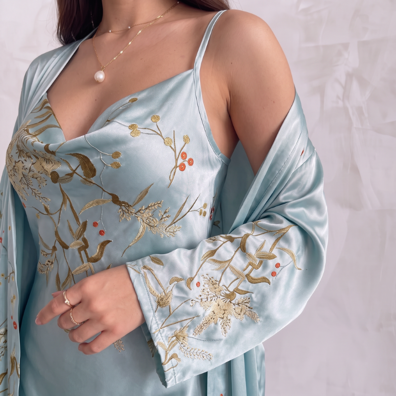 Silky Nightgown Golden Whisper Kimono - Frozen