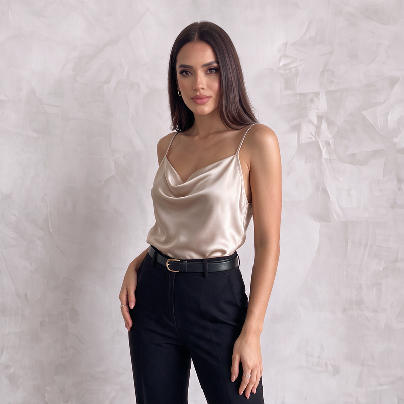 Silky Cowl Neck Camisole Top