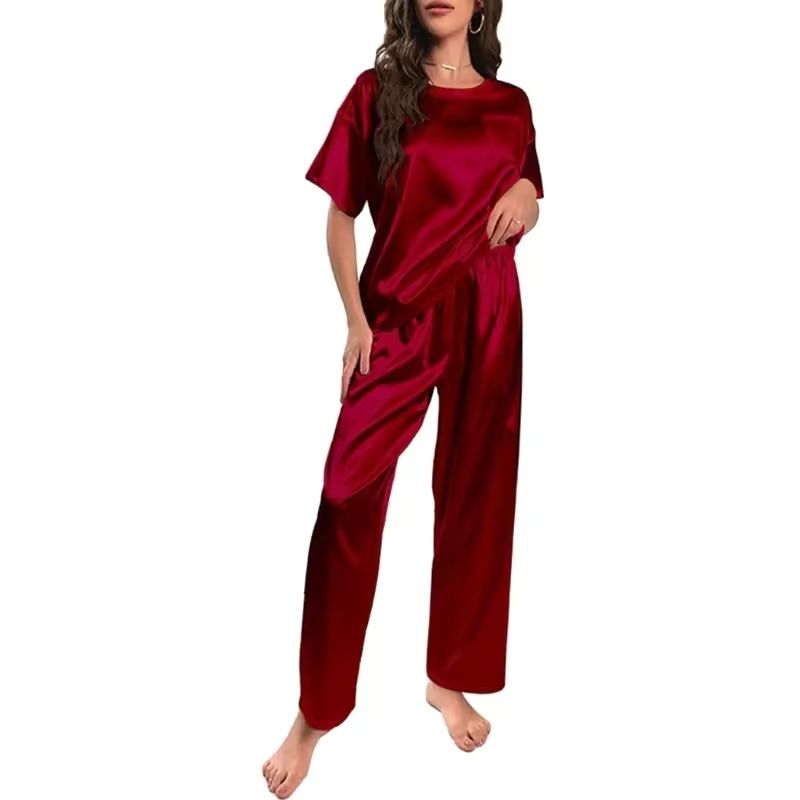 Silk Pajama Set Loose Tee & Pants