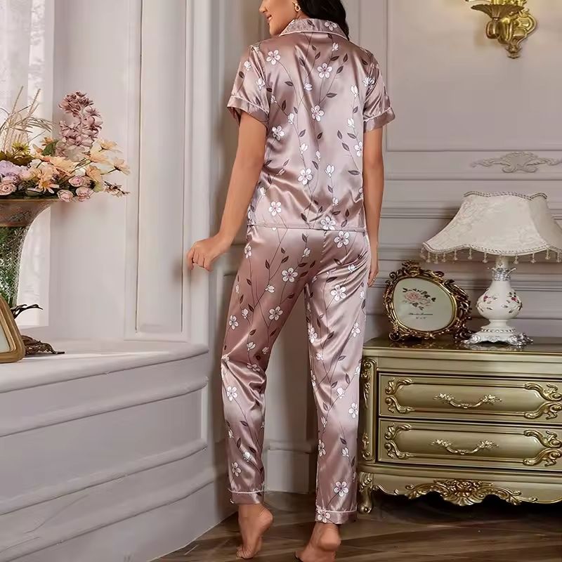 Silk Pajama Set Relaxed Notched Collar
