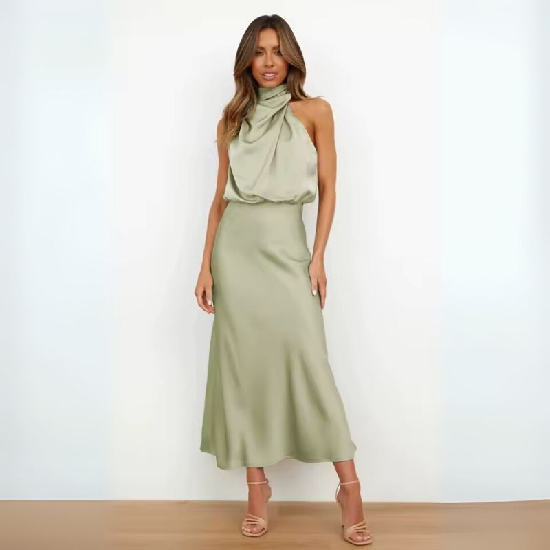 Silk Dress Midi Casual Lounge
