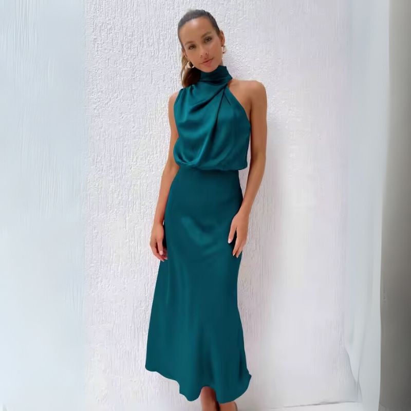 Silk Dress Midi Casual Lounge