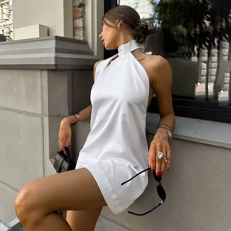 Silk Dress Halter Backless Glam Secret Allure