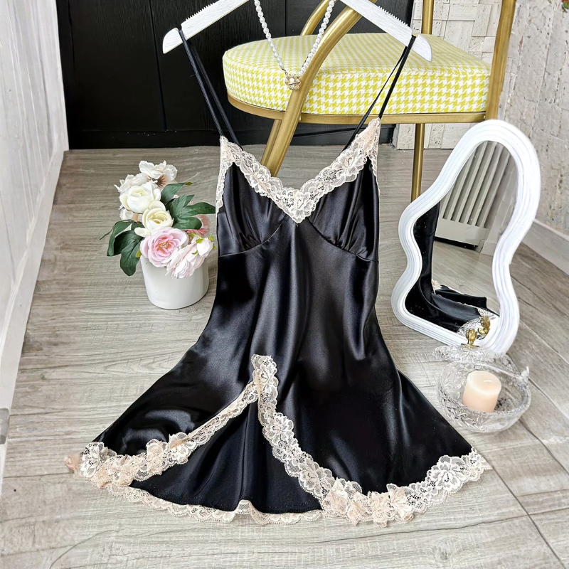 Babydoll de seda con cuello vuelto de lujo 