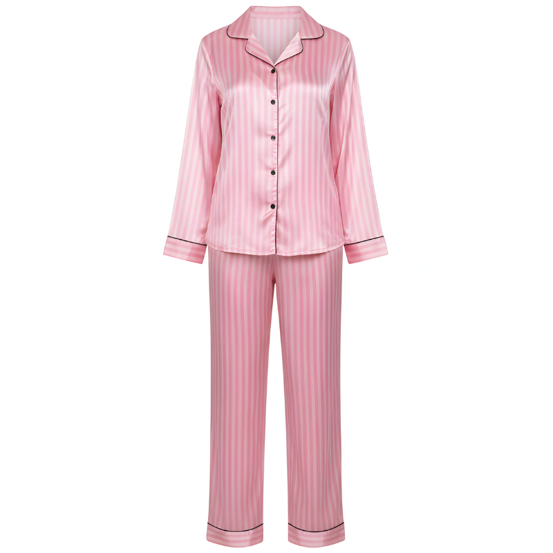 Conjunto de pijama de seda con botones y pijama largo 