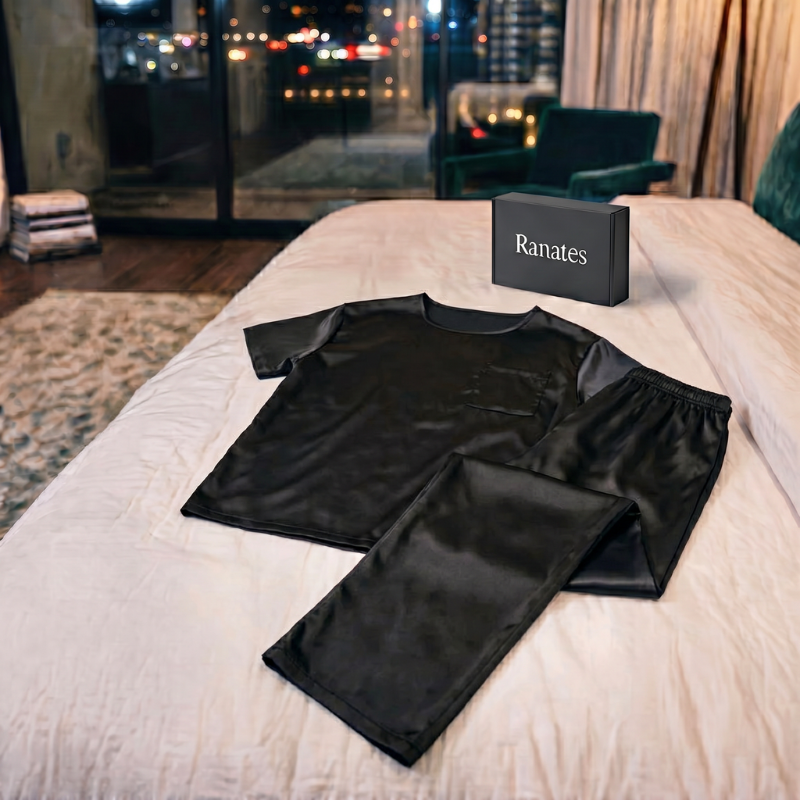 Silky Loose Tee & Pants Long Pajama Set