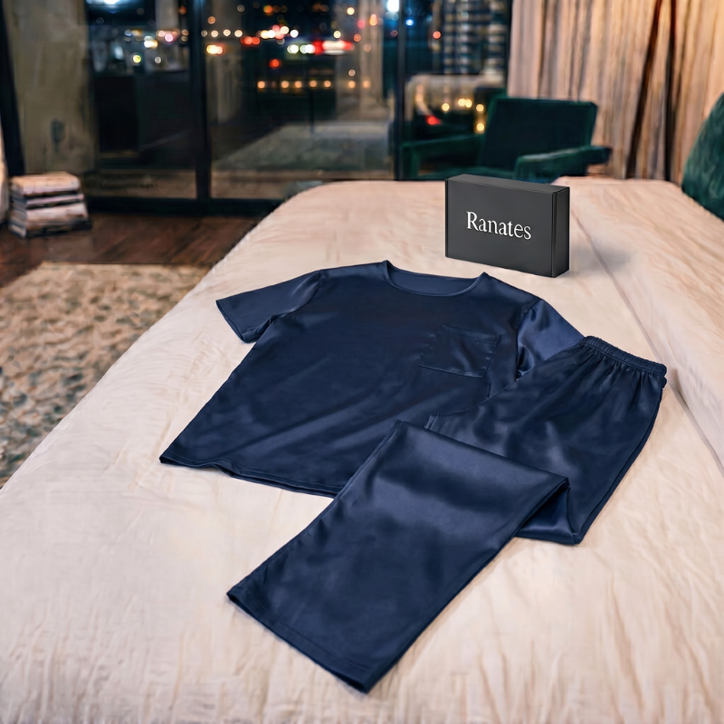 Silky Loose Tee & Pants Long Pajama Set