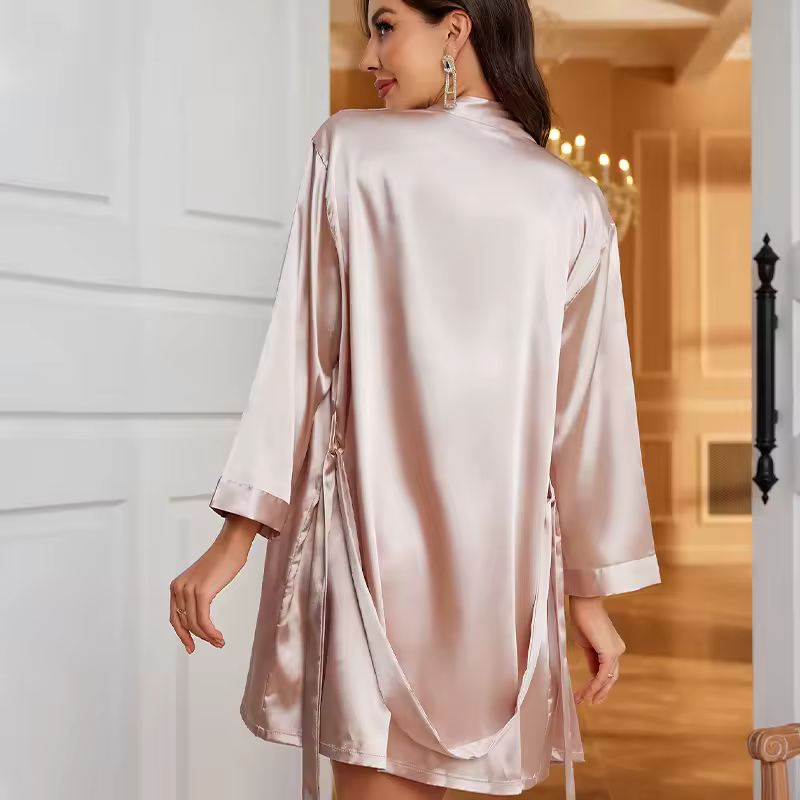 Eternal Grace – Satin Robe & Nightgown Set