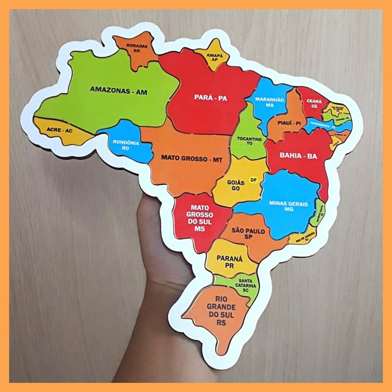 Mapa do Brasil Quebra-Cabeça Brinquedo Educativo Estados em MDF